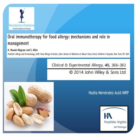Inmunoterapia para alergia alimentaria en pediatría por Nadia Menéndez Auld