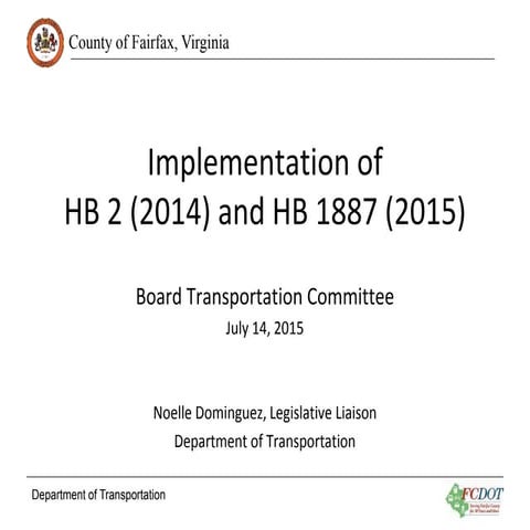 Implementation of HB2 (2014) and HB 1887 (2015)