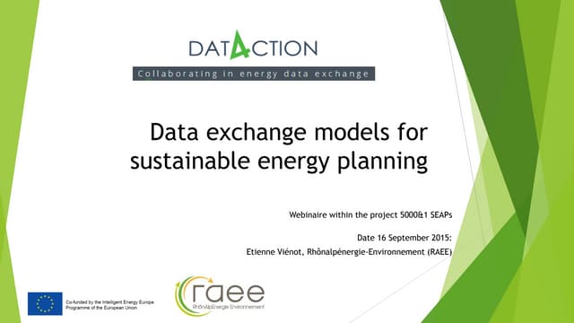 Data exchange models for sustainable energy planning