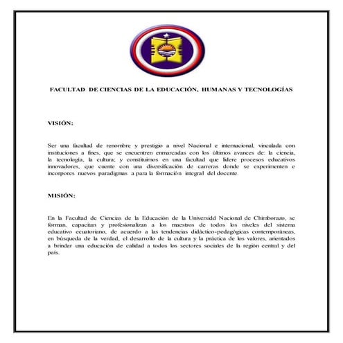 4.2 mision y vicion de la facultad de ciencias de la educación