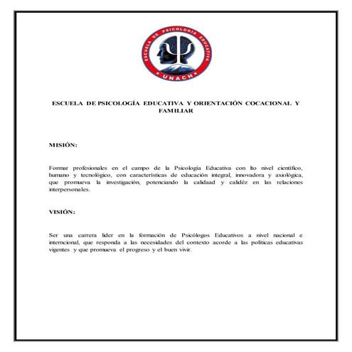 4.3 mision y vision de la carrera de psicologia educativa
