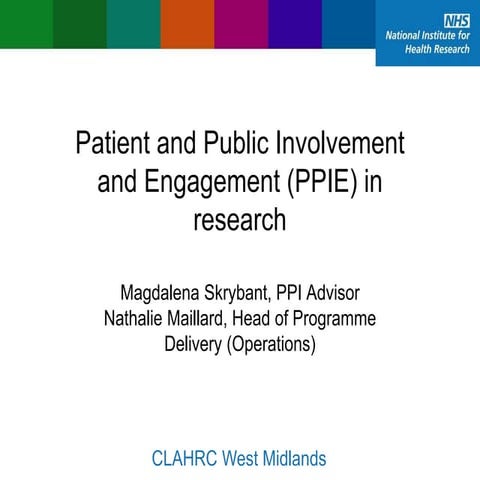 Magdalena Skrybant and Nathalie Maillard - Patient and Public Involvement and...