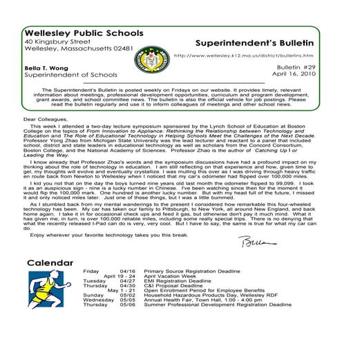 Superintendent's Bulletin 4-16-10