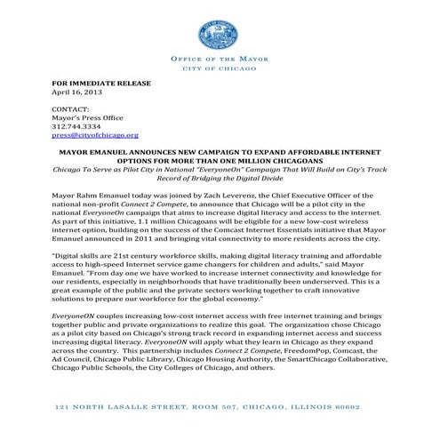 Affordable Internet Options  (Launch of FreedomPop in Chicago)