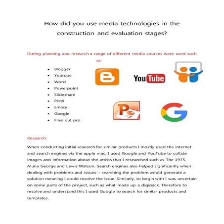 Evaluation Question 4 - How did you use media technologies in the constructio...