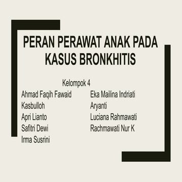 Peran perawat pada anak Bronkhitis