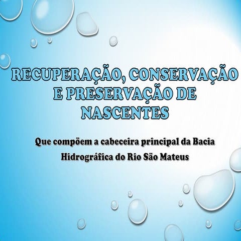 Recuperação, conservação e preservação de nascentes