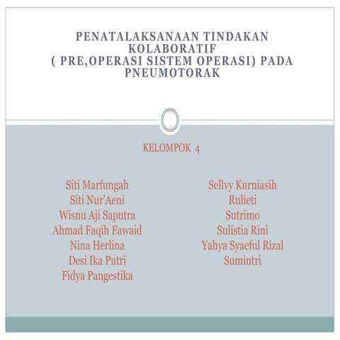 Tindakan Kolaborasi pada Pneumothoraks