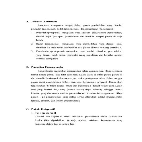 Tindakan Kolaborasi pada Pneumotoraks