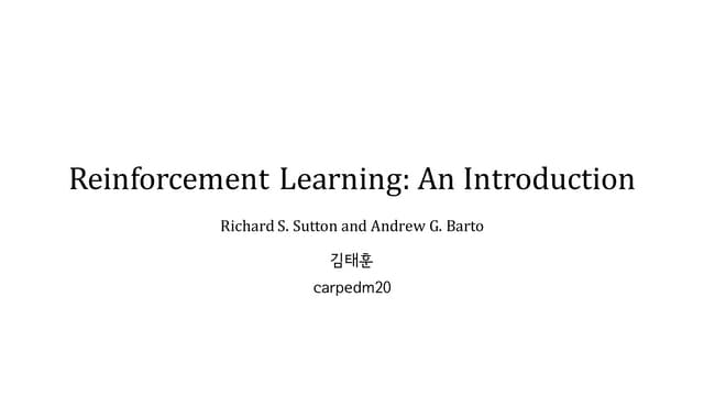 강화 학습 기초 Reinforcement Learning an introduction