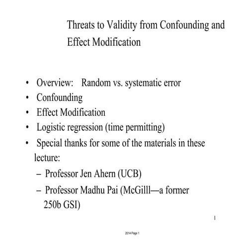 4 Threats to validity from confounding bias and effect modification