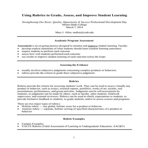 4.1 rubric workshop handout mary allen
