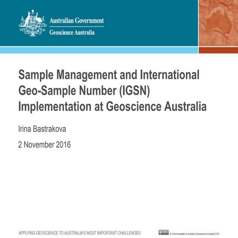 IGSN implementation at gGeoscience Australia