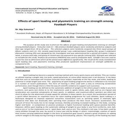 Effects of sport loading and plyometric training on strength among Football P...