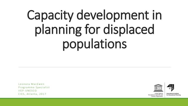 Capacity development in planning fo...