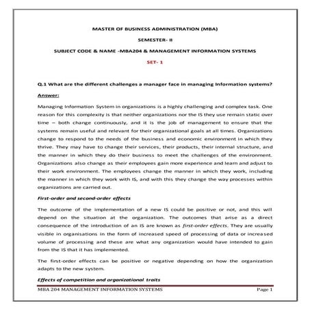 4. mba 204 management information systems assignment 2nd semester