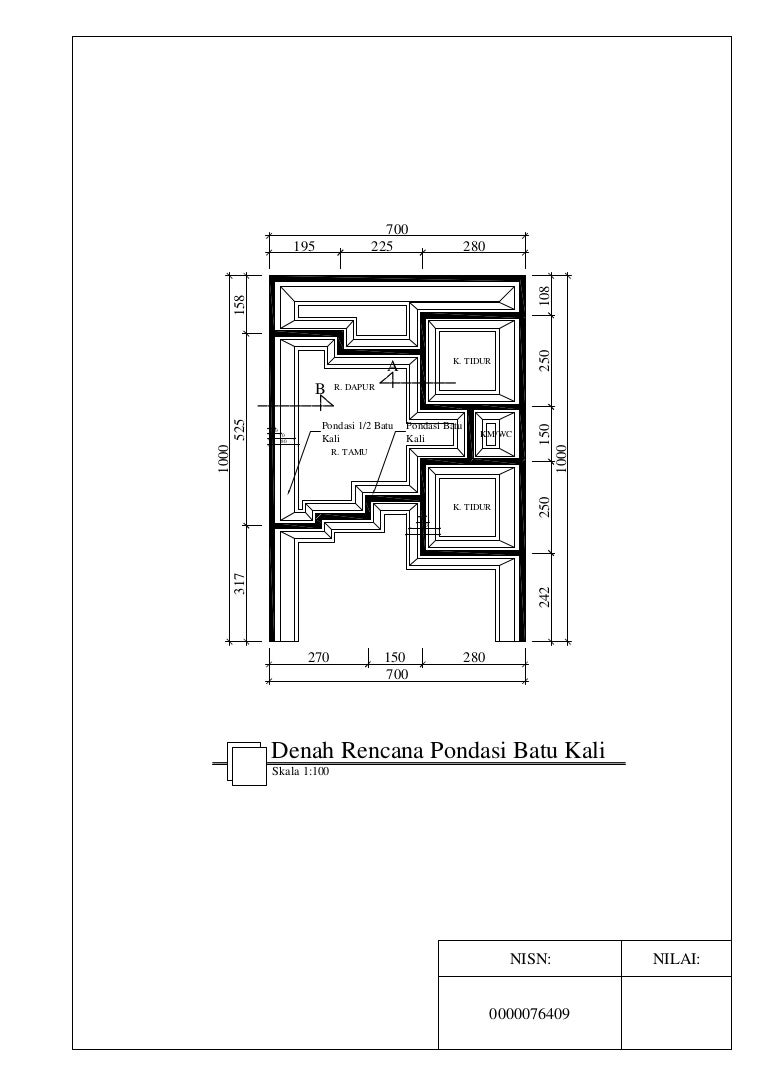 4.) Denah Rencana Pondasi Batu Kali