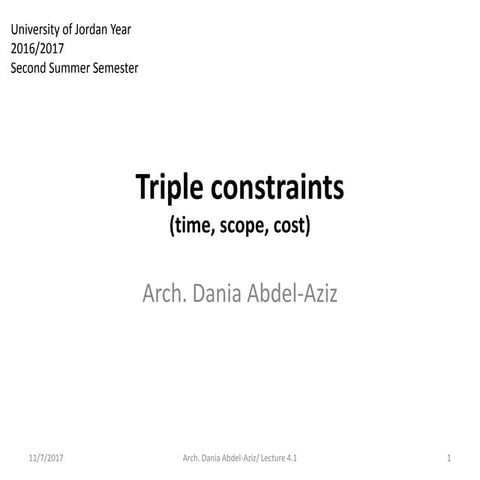 4.1. triple constraints (time, scope, cost)  