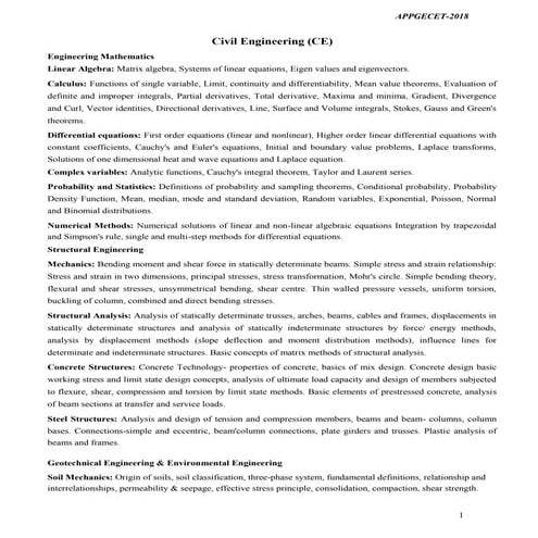AP PGECET Civil Engineering 2018 Syllabus