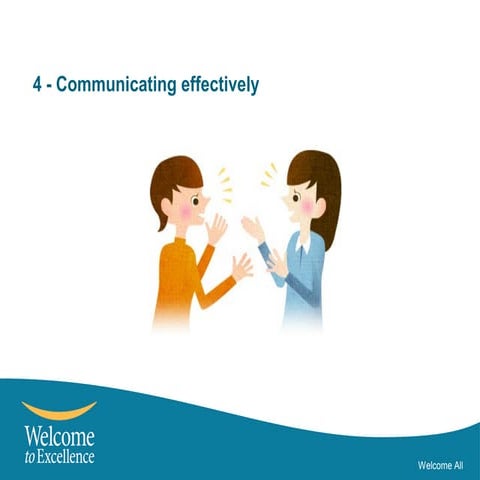 Welcome All: 4. Communicating Effectively