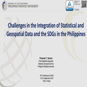 IAOS 2018 - Challenges in the Integration of Statistical and Geospatial Data ...