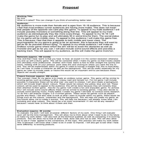 Video Game Proposal | DOCX