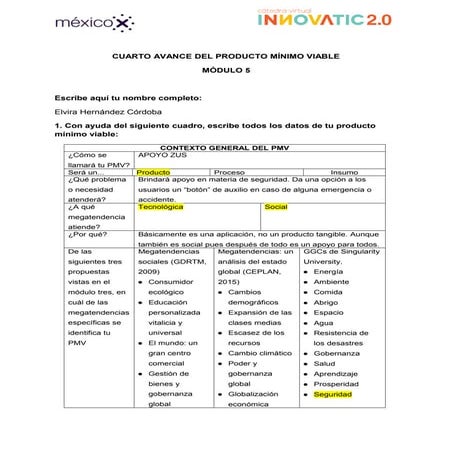 cuarto avance del pmv
