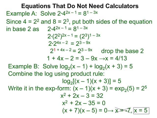 4.6 more on log and exponential equations t