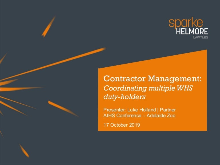 Contractor Management Coordinating multiple WHS dutyholders