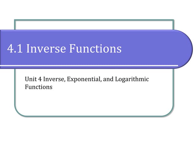 4.1 Inverse Functions