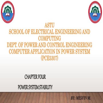 Computer Application in Power system: Chapter four - power system stability