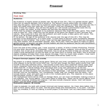 Proposal - video game project