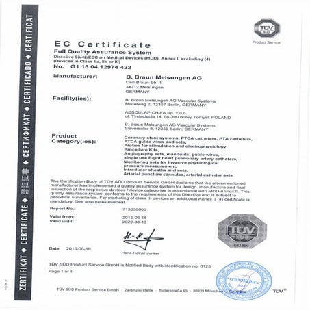 B Braun Certificate Search , Diacap® Ultra – TXQP
