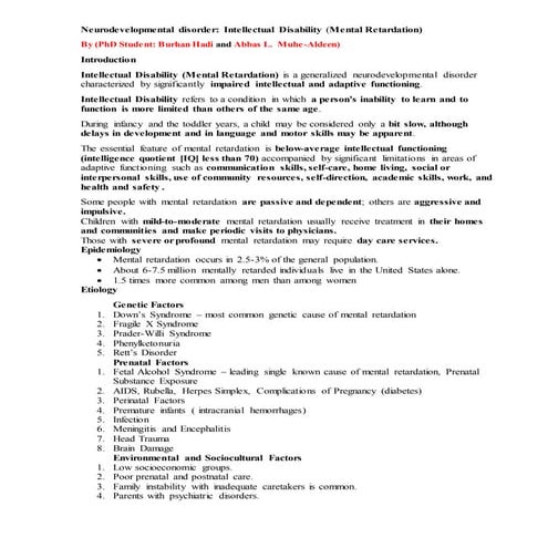 Intellectual disability