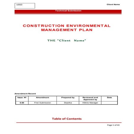 HSE construction environment management plan