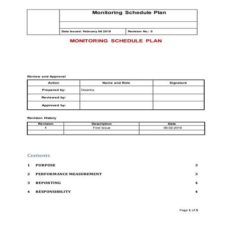 HSE Monitoring schedule plan