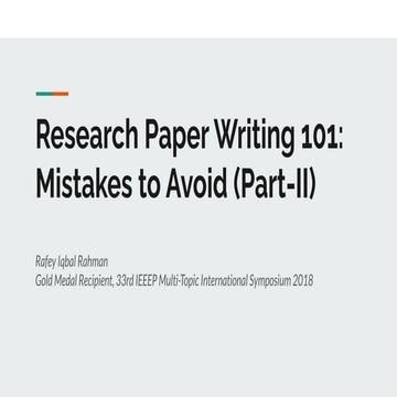 Research Paper Writing 101: Mistakes to Avoid (Part-II)