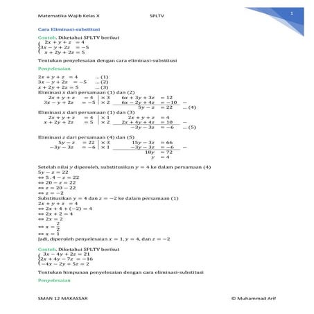 4. spltv cara eliminasi   substitusi