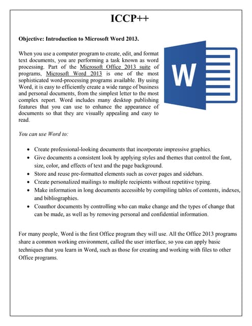 Introduction Microsoft Word