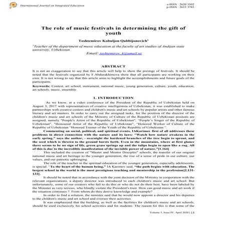 The role of music festivals in determining the gift of youth