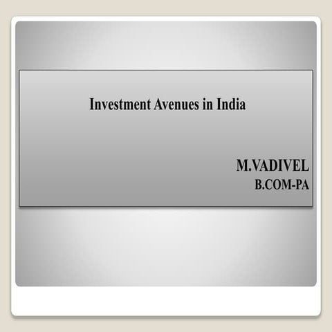 Investment avenues in india