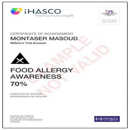 Certificate  CHEF MONTASER MASOUD