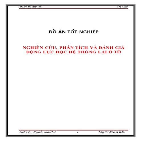4.4.1. nghiên cứu, phân tích và đánh giá động lực học hệ thống lái ô tô