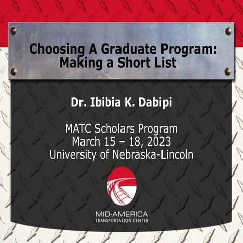 2023 MATC Scholars Program: Choosing a Graduate Program - Making a Short List