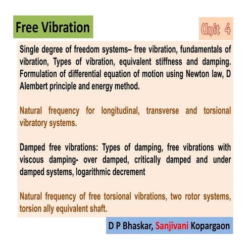 Mechanical Vibration, Free Vibration,Mechanical Vibration, Resonance, Natural...