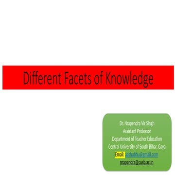Facets of Knowledge including multiple facets of it