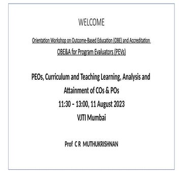 OBE Question paper setting for excel the exam