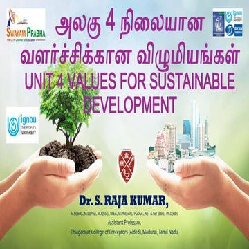 VALUE EDUCATION - VALUES FOR SUSTAINABLE DEVELOPMENT