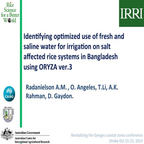 Identifying optimized use of fresh and saline water for irrigation on salt af...