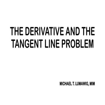 Understanding Derivatives and Tangent Lines: Infinite Limits and ...